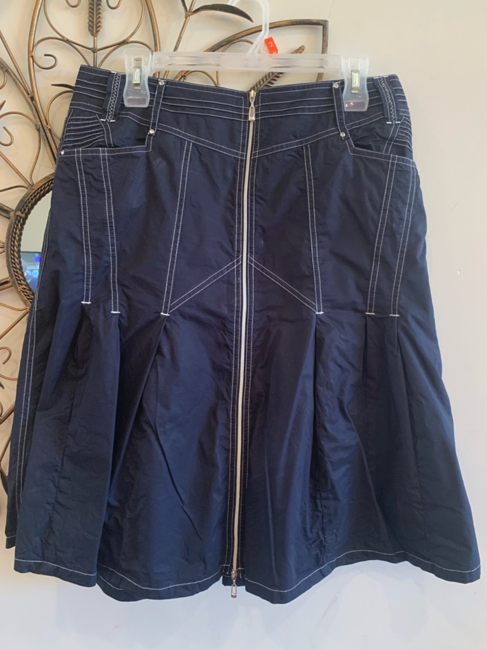 Kapalua 100% Cotton Women's Navy A-Line Skirt with Front Zipper